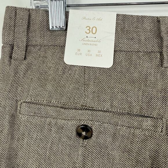 Porter & Ash New Linen Cotton Blend Shorts Mens 30 Sustainable Preppy Brown Tan - Picture 5 of 11